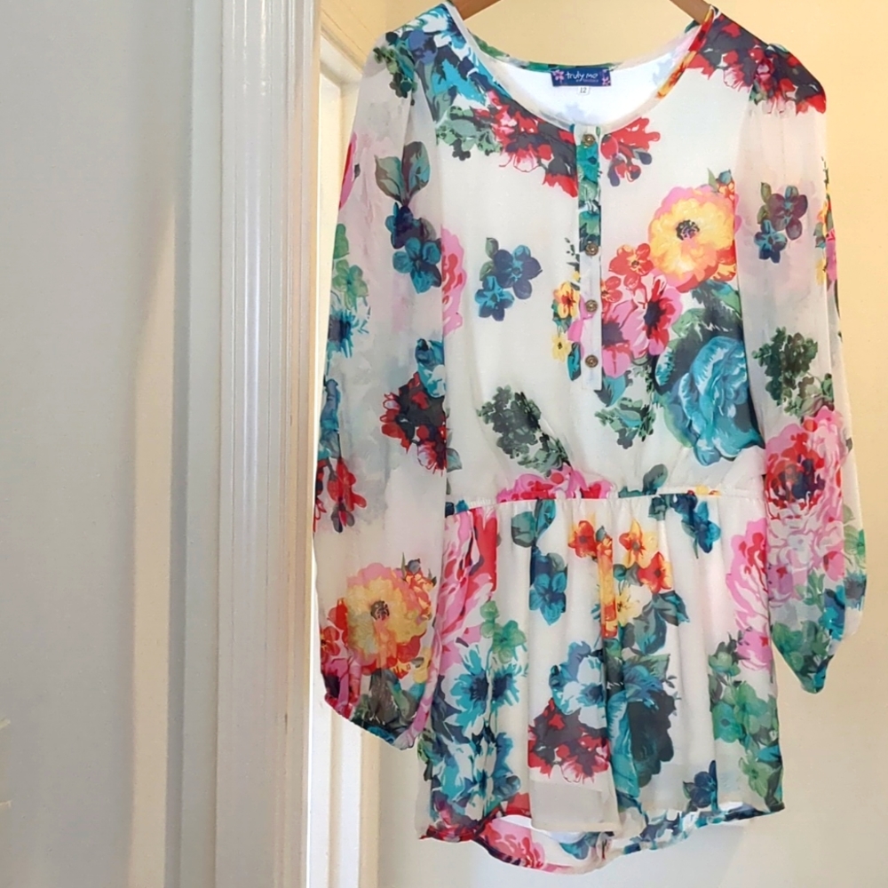 Truly Me size 12 floral romper worn once